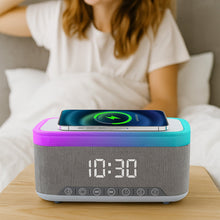Complete Wireless Audio & Charging Bundle – Alarm Clock Radio Speaker with Wireless Charger + Earbuds-4